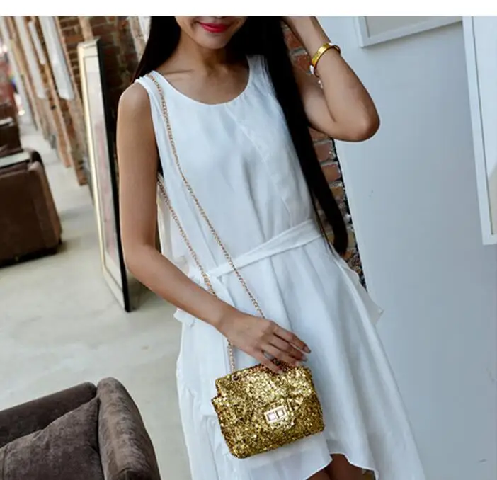 

M652 Grace Noble Individual Character Paillette Turn Lock Messenger Bags Messenger Bag Small Size Women Bag Girl Gift Wholesale