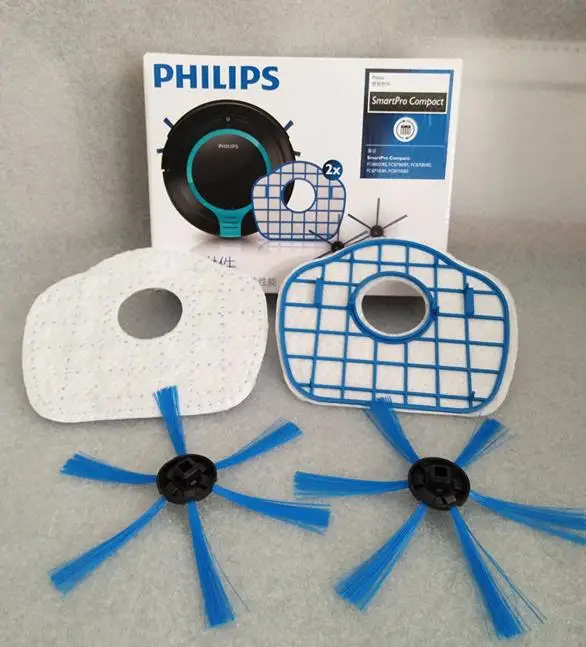 2 боковые щетки + фильтр комплект с коробкой для Philips Smartpro Active FC8065 FC8710/FC8700/FC8715/