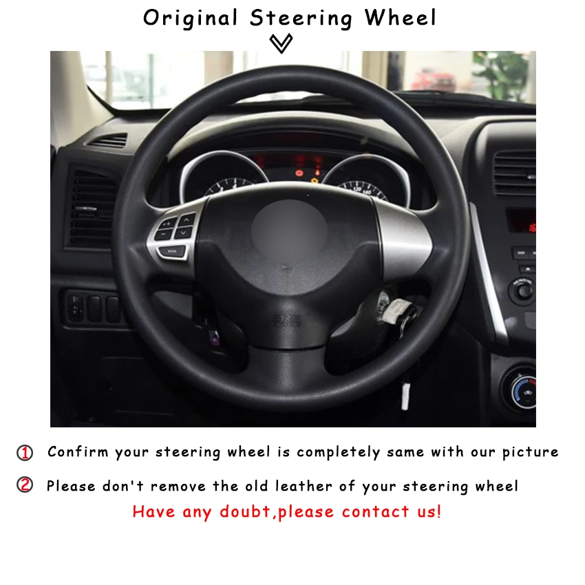 Black Natural Leather Suede Car Steering Wheel Cover for Mitsubishi Lancer EX Outlander ASX Colt Pajero Sport | Автомобили и