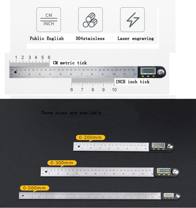 200/300/500 мм 12 &quotЦифровой Угол линейки Finder Meter транспортир Инклинометр Гониометр
