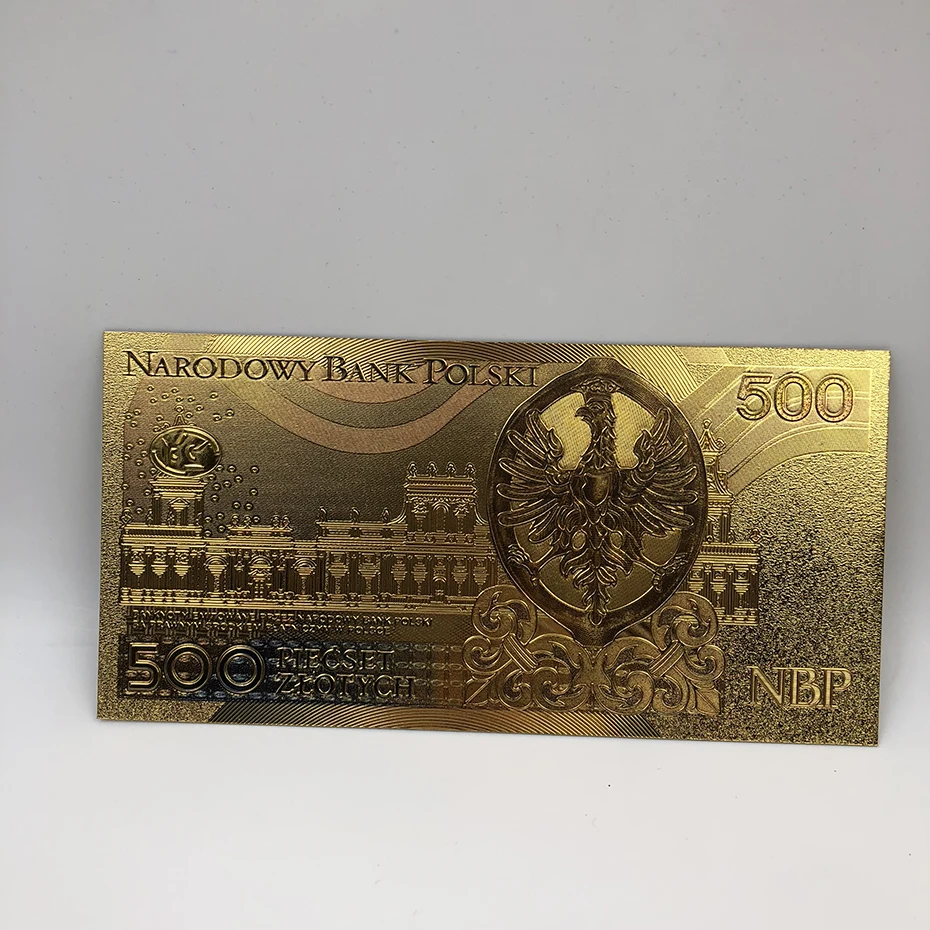 1 шт. 2017 цветная польская валюта 24K позолоченная банкнота 500 PLN для банковских