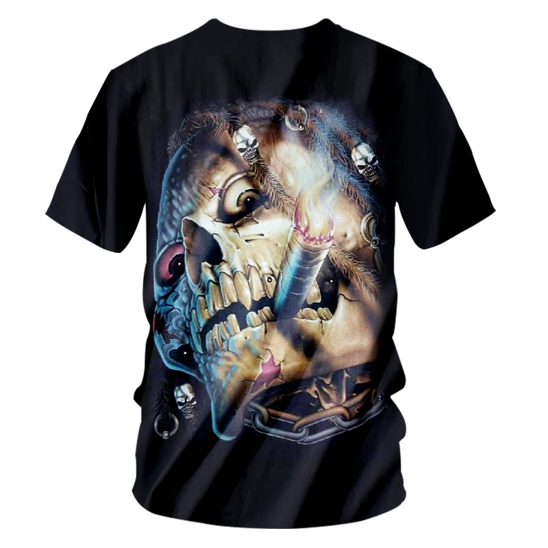 UJWI Мужская футболка с коротким рукавом хип-хоп принтом черепа 3D | одежда