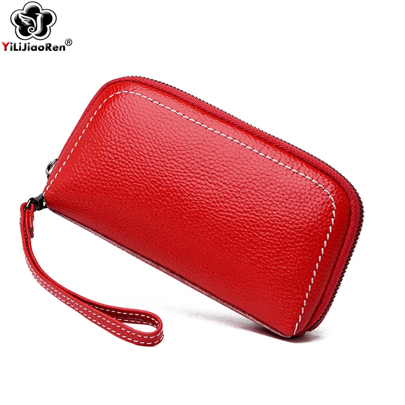 

Fashion Female Genuine Leather Wallet Famous Brand COW Leather Clutch Bag Luxury Long Female Wallet Business Card Holder Purses