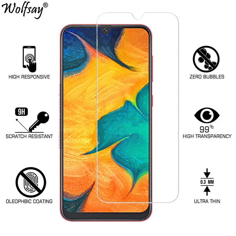 2 шт для закаленного стекла Samsung Galaxy A30 Защитная пленка экрана премиум стекло 9H
