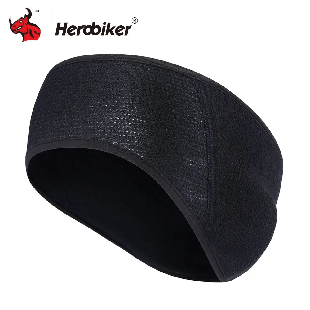 Черный HEROBIKER, мотоциклетная маска, капюшон, пот, дышащая, черная, теплая маска, для улицы, для верховой езды, защитный капюшон, шлем, шапка s, повязка на голову - Цвет: Черный