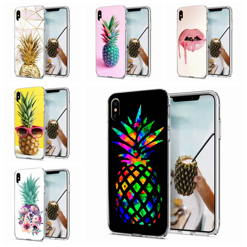Мягкий ТПУ красочный очаровательный ананас силиконовый чехол для iPhone X XS XR