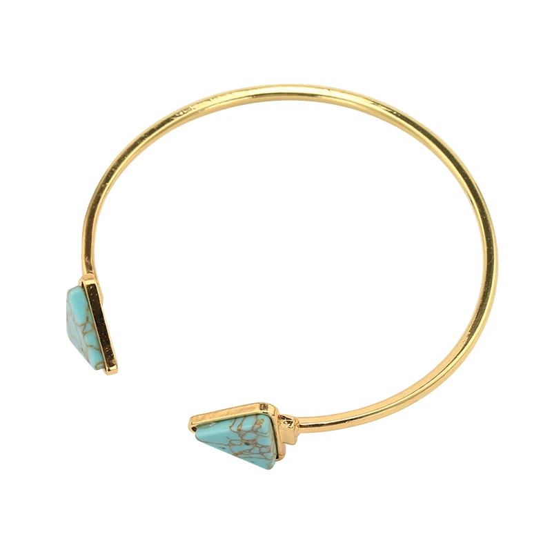 

New Fashion Green White Geometry Triangle Open Bracelets & Bangle For Women Fashion Jewelry Men Cuff