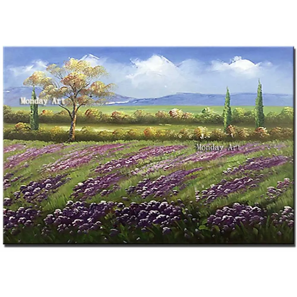 Ручная работа абстрактный дикий зеленый цветок Маки пейзаж картина маслом холст