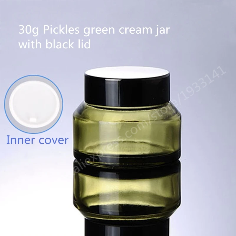 

Hot sale 10pcs/lot 30G green Cream glass jar, oblique shoulder cream bottles, packaging travel cosmetics bottles