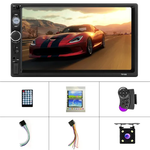 With 4LED camera Hikity 2 din автомагнитола 2din " мультимедийный плеер HD Авторадио Bluetooth AUX/TF/FM Android зеркальная камера стерео аудио 7010B - Цвет: With 4LED camera