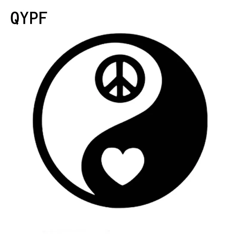 QYPF 12 7 см * Виниловая наклейка в форме сердца Инь Янь автомобильная черная