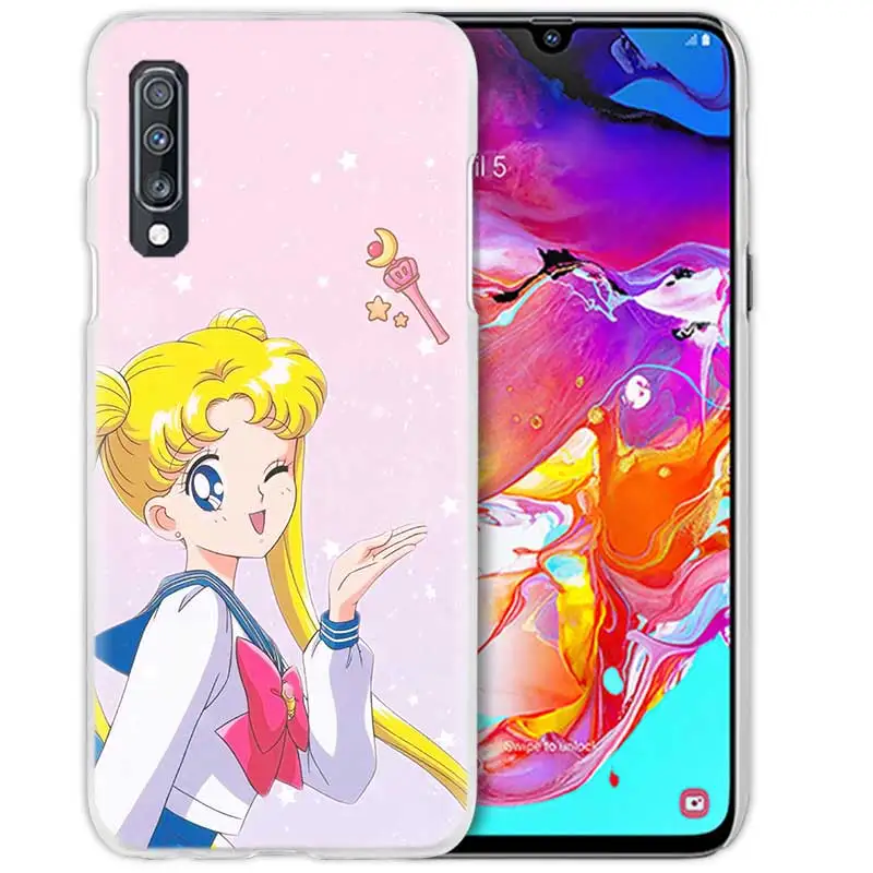 Чехол с принтом "Сейлор Мун" для samsung Galaxy A50 A70 A20e A40 A30 A20 A10 A8 A6 плюс A9 A7 жесткий прозрачный чехол для телефона чехол с рисунком из аниме для девочек - Цвет: 03