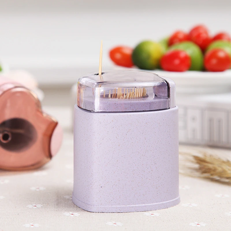 Automatic Toothpick Holder Container Wheat Straw Household Table Storage Box Dispenser Multiple Colors Heart-shaped or square | Дом и сад