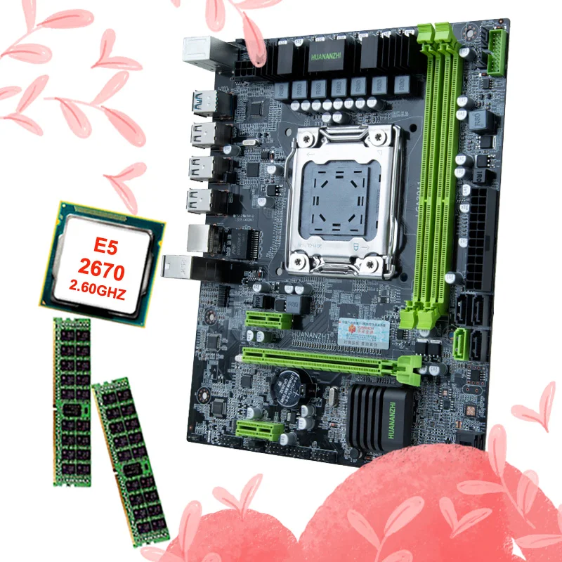 Verkaufen HUANANZHI X79 6 M LGA2011 Motherboard Bündel Rabatt Motherboard Mit CPU Intel Xeon E5 2670 2,6 GHz RAM 16G (2*8G) DDR3 REG ECC