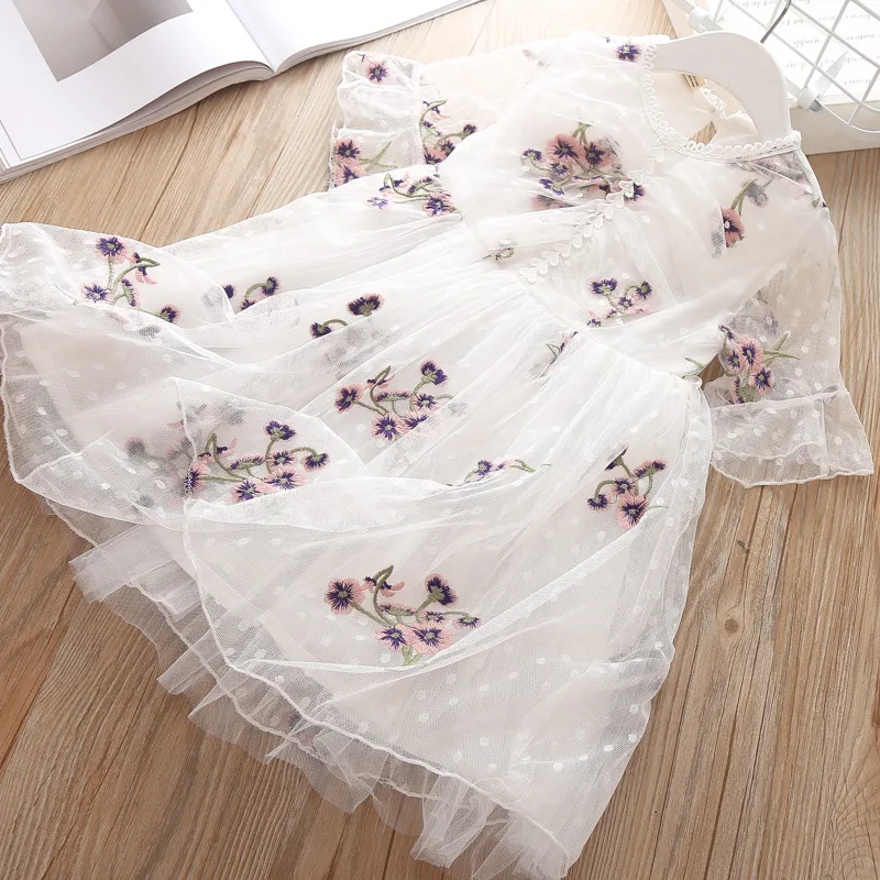 Baby Girls Clothes Children Short Sleeve Lace Flower dress causal Infant ball gown princess tutu dresses Party Beach School Wear | Детская