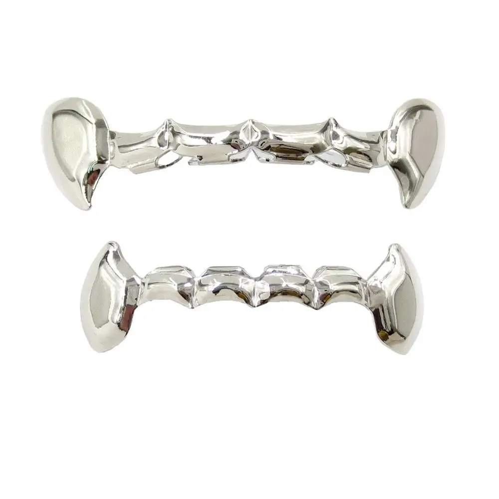 Silver Set Starbeauty Grillz набор 4 цветов хип-хоп Grillz половинные зубы Дракула вампирские клыки тонкие грили Золотой Топ и нижний набор зубов - Окраска металла: Silver Set