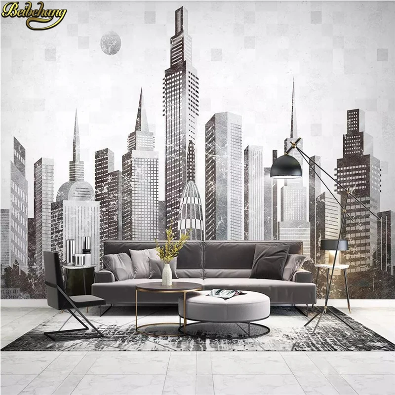 

beibehang Custom Nordic modern wallpapers for living room abstract city architecture TV sofa background wall papers home decor