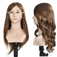 mannequin head with 20 100 human hair dummy doll head long hair hairdressing training head model with big shoulder
