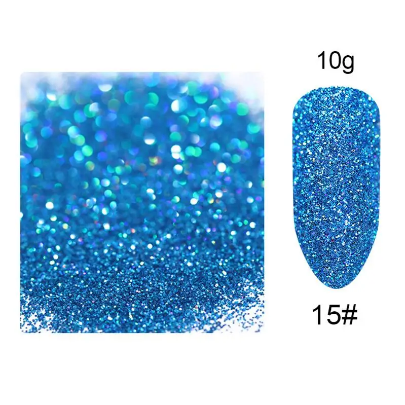 10g-color015 10 г/пакет голографическая Лазерная пудра для ногтей Блеск для дизайна ногтей 5 г мерцающий хромированный пигмент для ногтей пыль DIY дизайн для дизайна ногтей для гель-лака - Цвет: 10g-color015