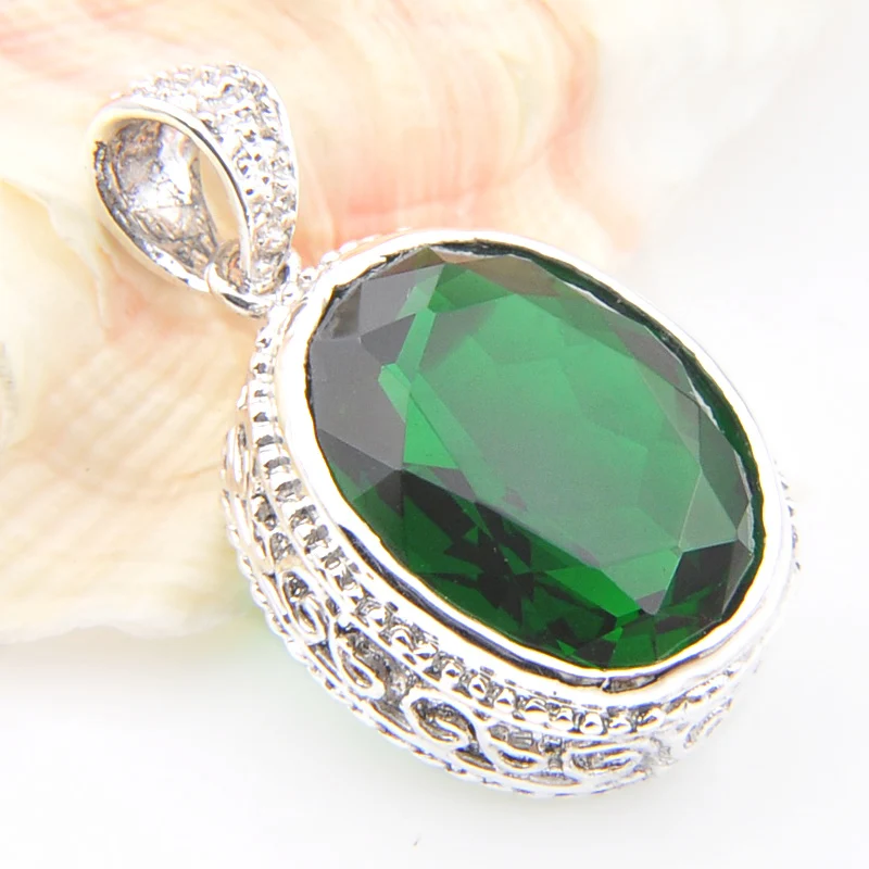 Enya Новое поступление Винтаж ручной работы Овальный зеленый камень с серебряным