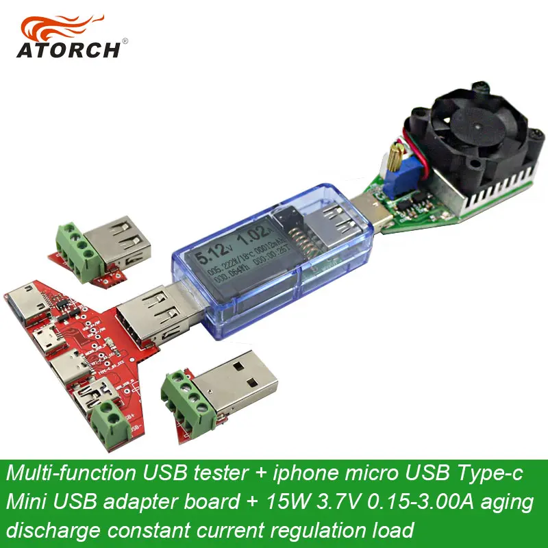 ATORCH USB Тестер DC Цифровой вольтметр + iphone micro Type c Mini плата адаптера usb нагрузка