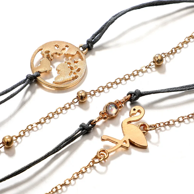 Новые модные аксессуары простая плетеная веревка цепочка бусы карта фламинго