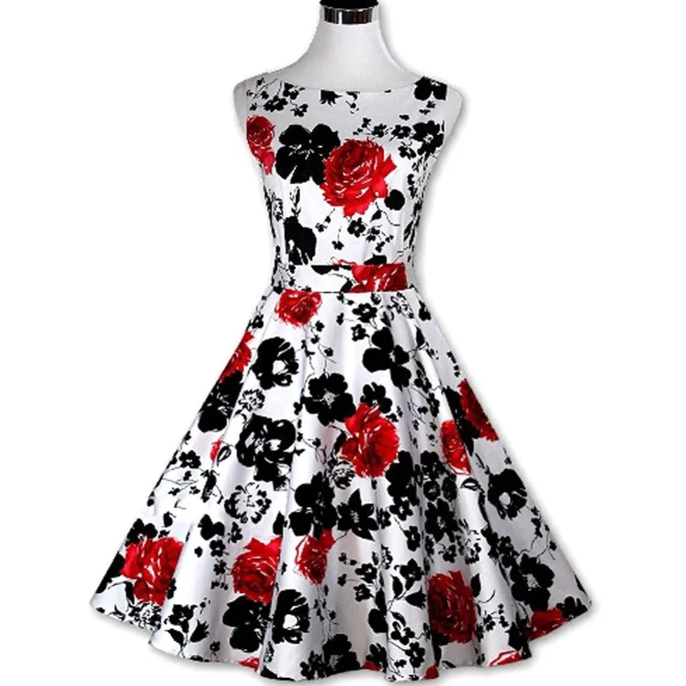 Женское сексуальное винтажное платье-пачка в цветочек 50s 60s Rockabilly облегающее