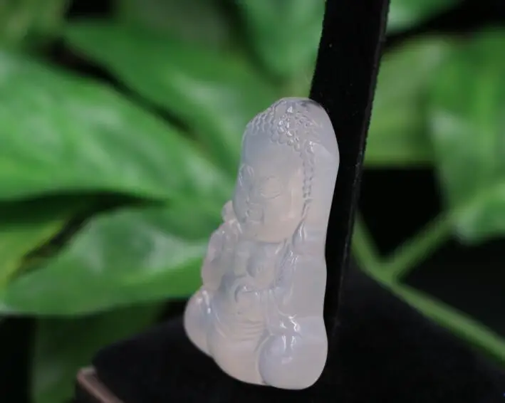 

Natural Chalcedony 3D Carved baby Buddha Women and men Amulet Nephrite Jades Jewelry