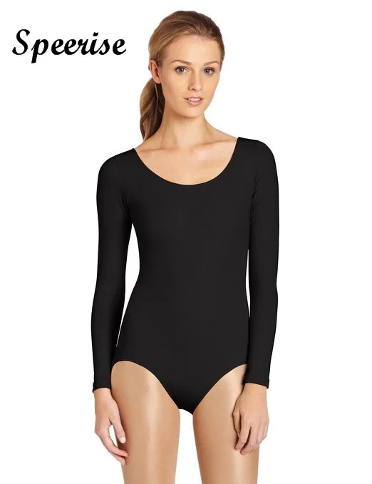 

Speerise Womens Scoop Neck Long Sleeve Leotard Top Ladies Dancing Gymnastics Ballet Bodysuits Girls Unitards