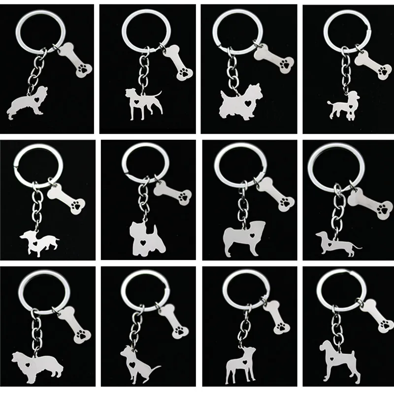 Брелок для ключей Canuomen с изображением собаки из нержавеющей стали|fashion keychain|keychain