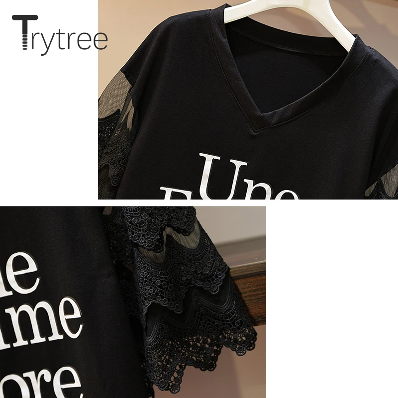 Trytree летний женский комплект из двух предметов Повседневный кружевной топ с