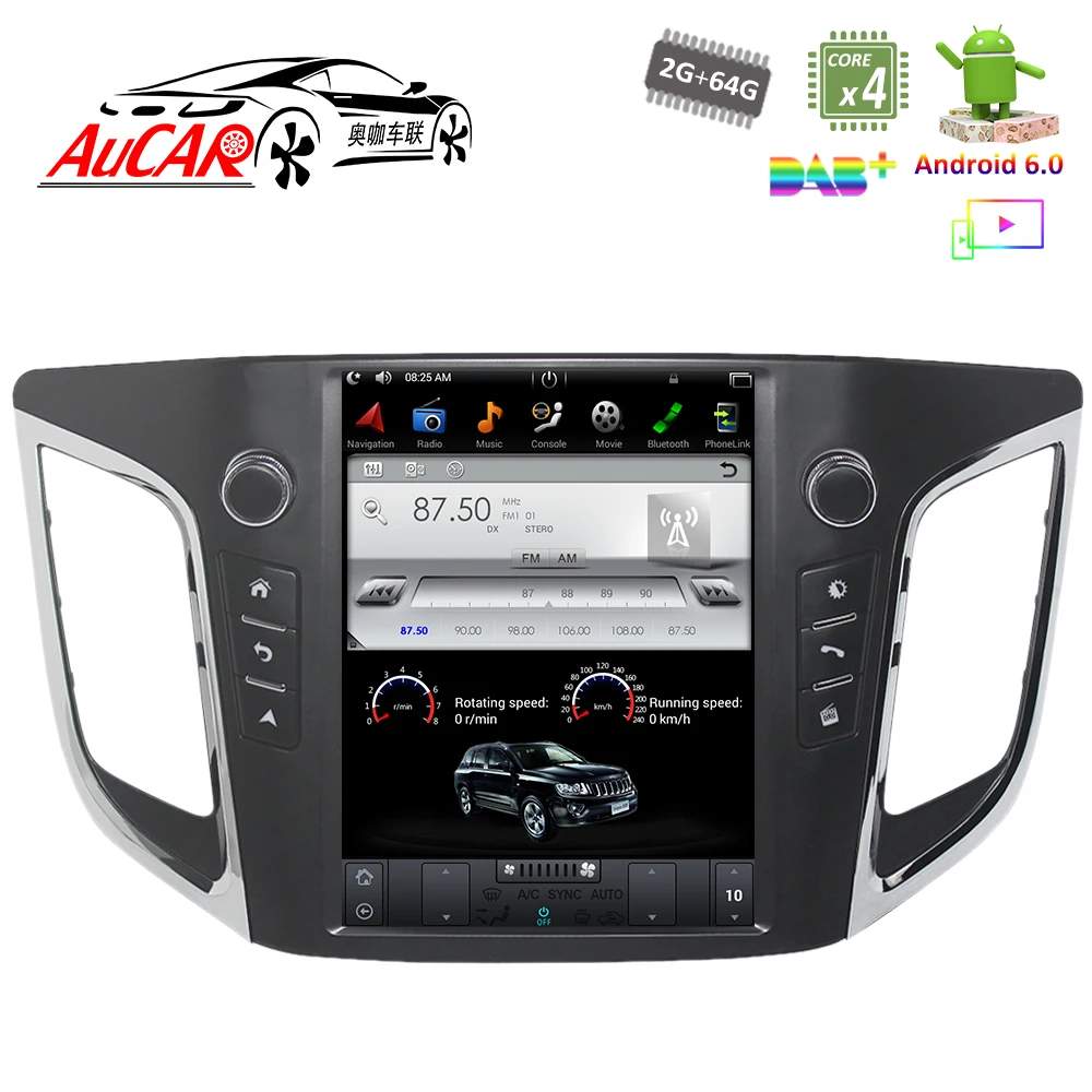 Автомагнитола Tesla в стиле Android для hyundai ix25 Creta gps мультимедийный Bluetooth радио WIFI 4G вертикальный стерео AUX сенсорный экран HD