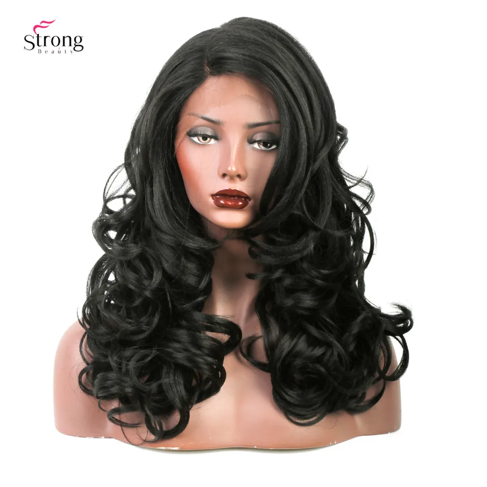 StrongBeauty парики на кружеве для черных женщин черные длинные вьющиеся волосы синтетический парик афро-американский