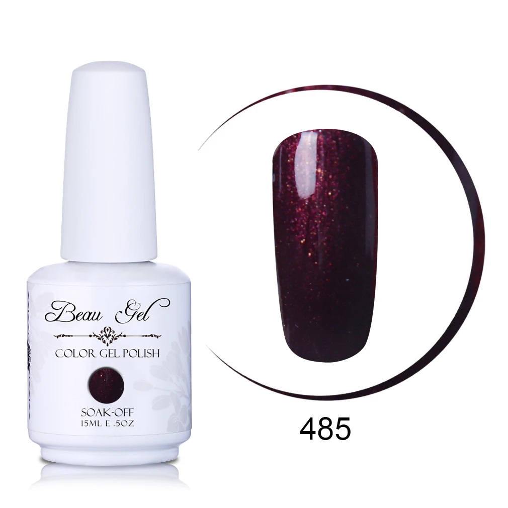 Beau Gel 15ML Nail Art Gel Varnish Semi Permanent Nail Polish Hybrid Gellak Soak Off Glitter UV Gel Nail Polish Enamel Lacquer - Цвет: GNS485
