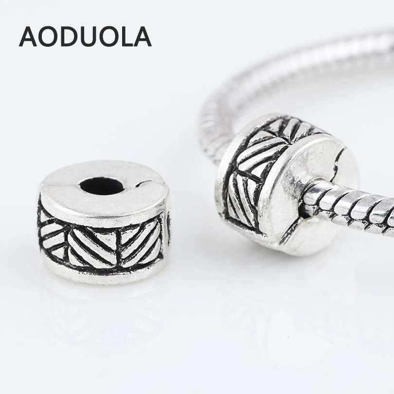 10 шт. медный стоппер серебристого цвета круглые бусины с диагональной клипсой DIY