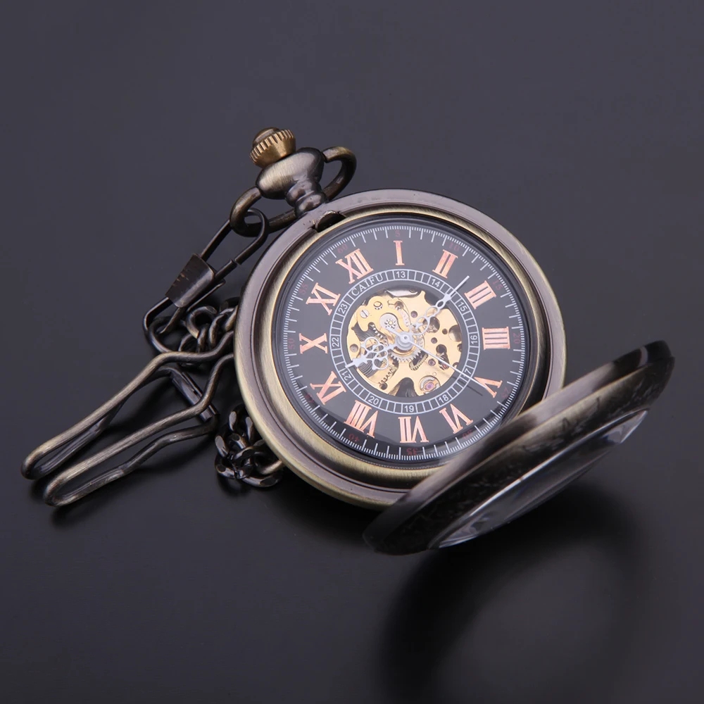 Forsining модный бренд Винтаж брелок карманные механические часы Для мужчин резные