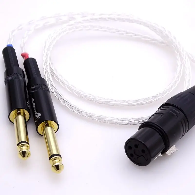 8 ядер 5N PCOCC посеребренный 4 контактный xlr гнездовой сбалансированный к двойному 1/4