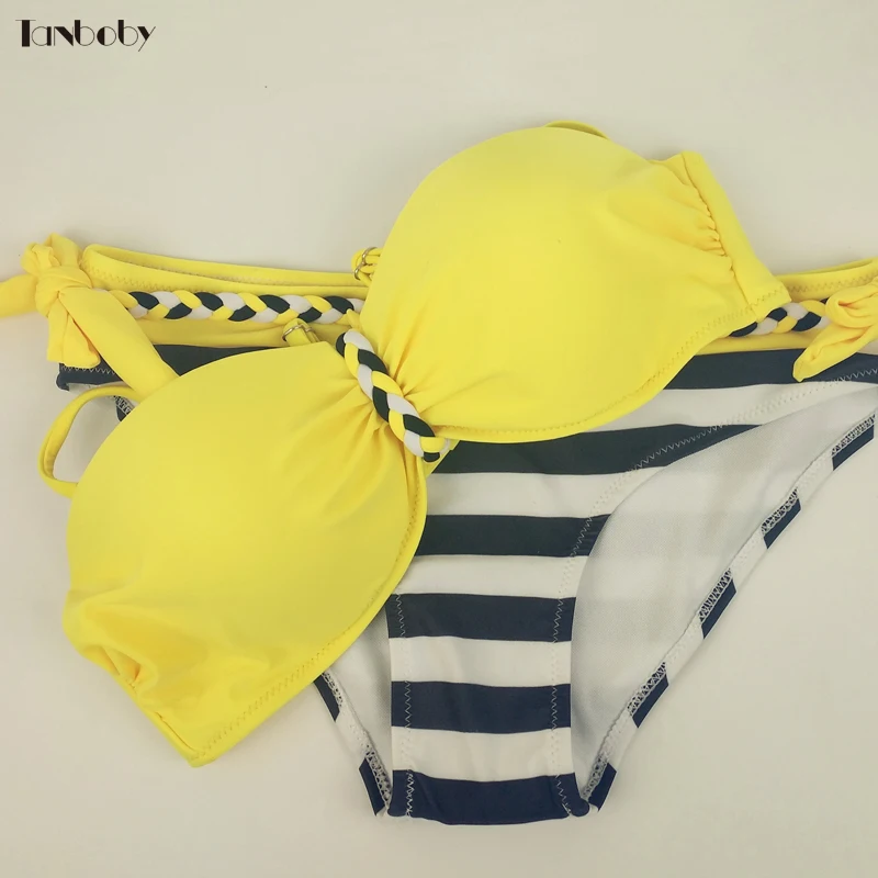 Купальные костюмы размера плюс 3XL Женский комплект бикини Одноцветный большая