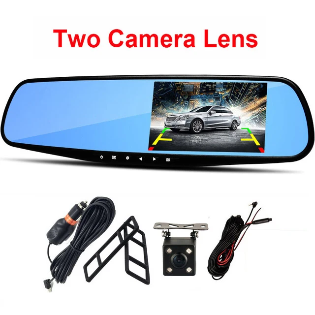 With Rear Camera Автомобильный видеорегистратор с ночным видением, камера с зеркалом заднего вида, цифровой видеорегистратор, автомобильная видеокамера, видеорегистратор FHD 1080 P, двойной лен, регистратор - Название цвета: With Rear Camera