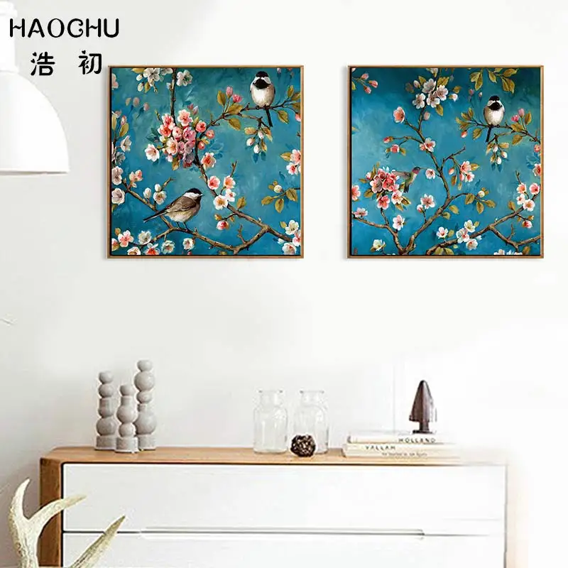 Китайская Картина HAOCHU с изображением цветов и птиц настенный плакат настенная