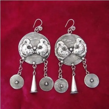 

long Earrings handmade seedlings silver first jewelry Pisces trumpet vintage national fringes