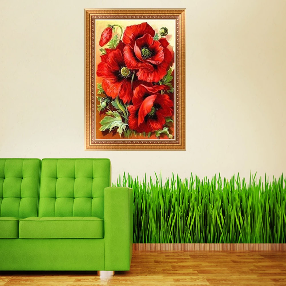 Poppy 5D DIY Алмазная вышивка картина настенное украшение ручной работы крестиком