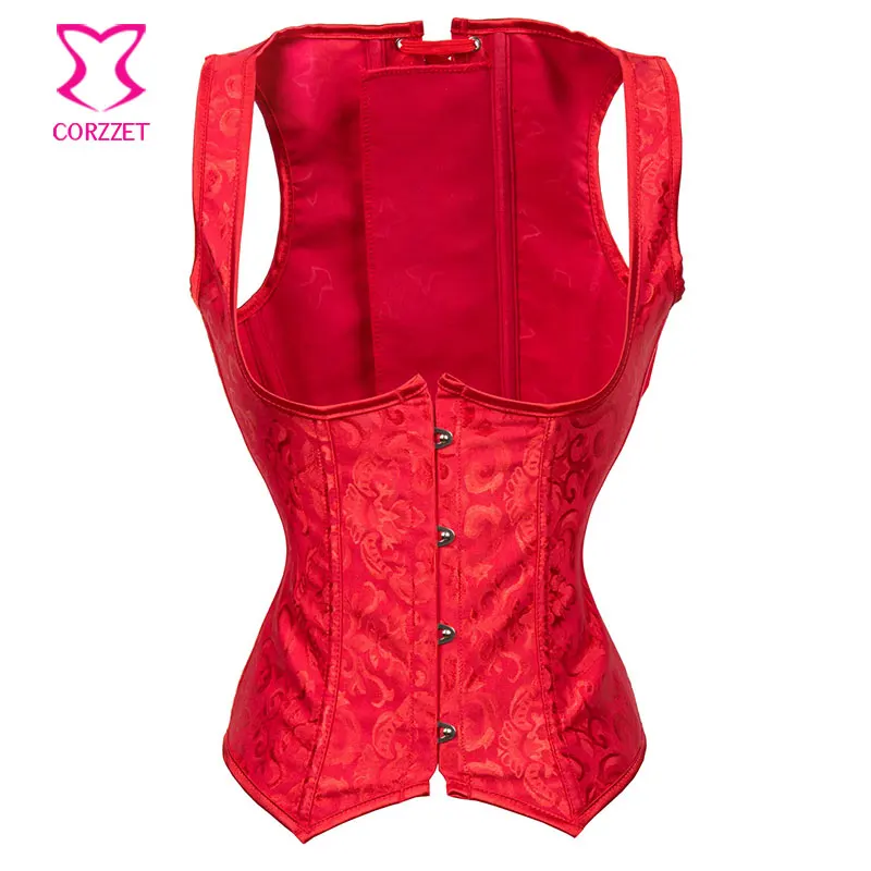 

Hot Red Jacquard Gothic Clothing Steel Boned Corset Underbust Sexy Korsett For Women Corselet Plus Size Corsets And Bustiers 6XL