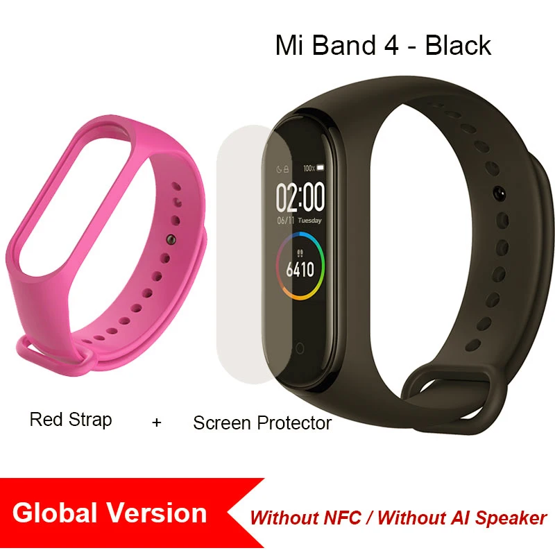 pink strap film GL Xiaomi Mi Band 4, Умные часы цветной экран Bluetooth 5.0 Смарт-браслет Фитнес-сердечный ритм 135 мАч Смарт-браслет Смарт-часы Браслет здоровья смарт браслет фитнес браслет - Цвет: pink strap film GL