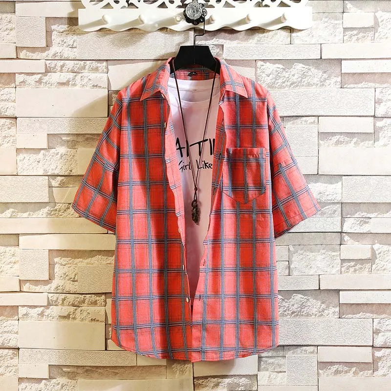 Men Shirt Mens Business Casual Shirts New Arrival Famous Clothing Plaid Short sleeve Camisa Masculina Male Pock | Мужская одежда