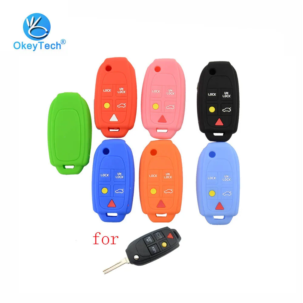 OkeyTech 5 кнопок силиконовый резиновый чехол для автомобильного ключа откидной
