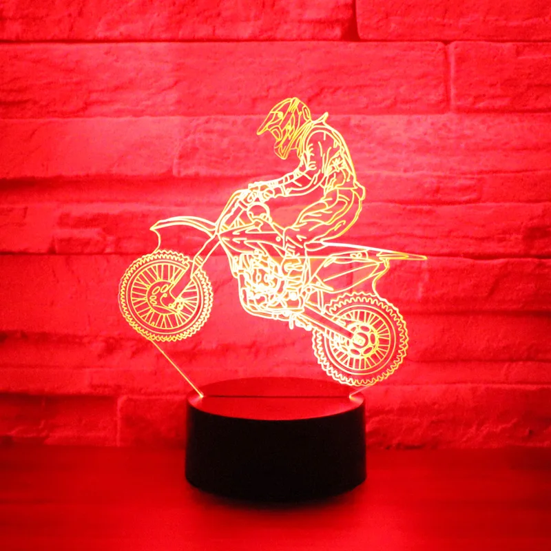 

LED Night Light Ride Cross-Country Motorcycle with 7 Colors Light for Home Decoration Lamp Amazing Visualization Optical