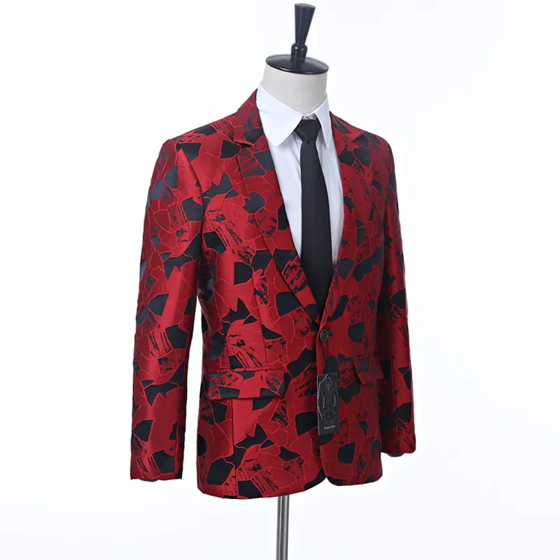 Crimson Men's Coat Lapel Slim Ball Flower Groom Jacket Best Suit | Мужская одежда