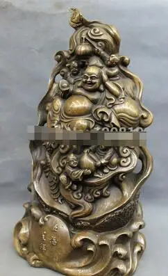 16 &quotКитайский Бронзовый ребенок Shou персик монета юаньбао мешок счастливый