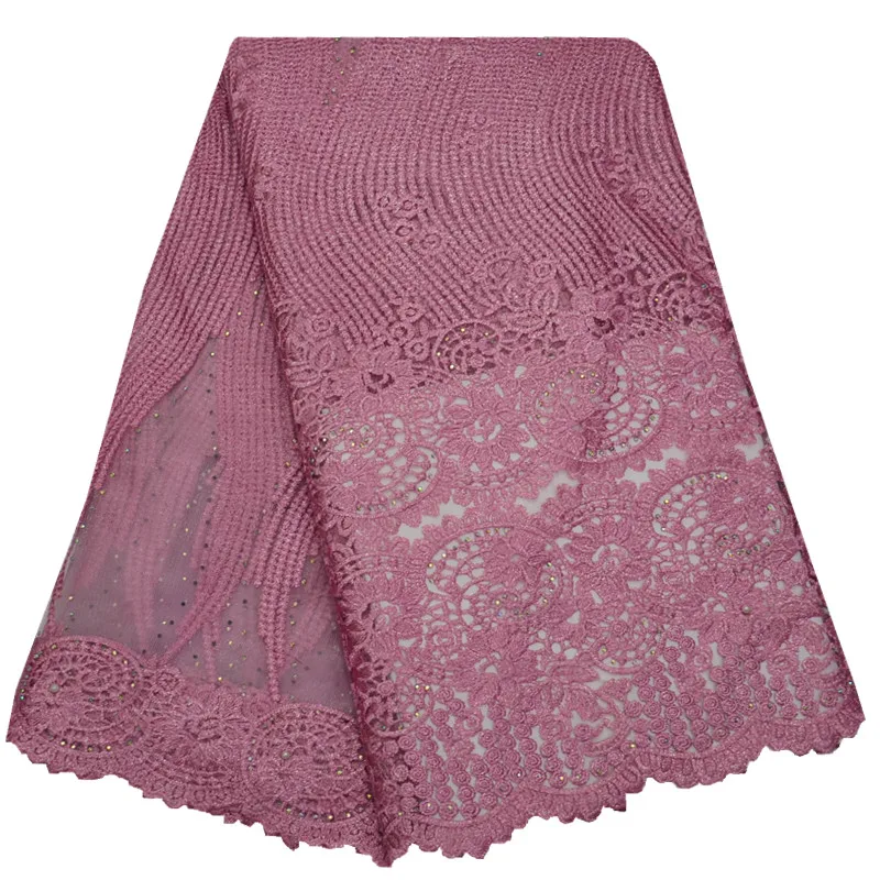 2017 Африканский Шнурок Ткани Высокого Качества Emboridery Нигерийских Розовый